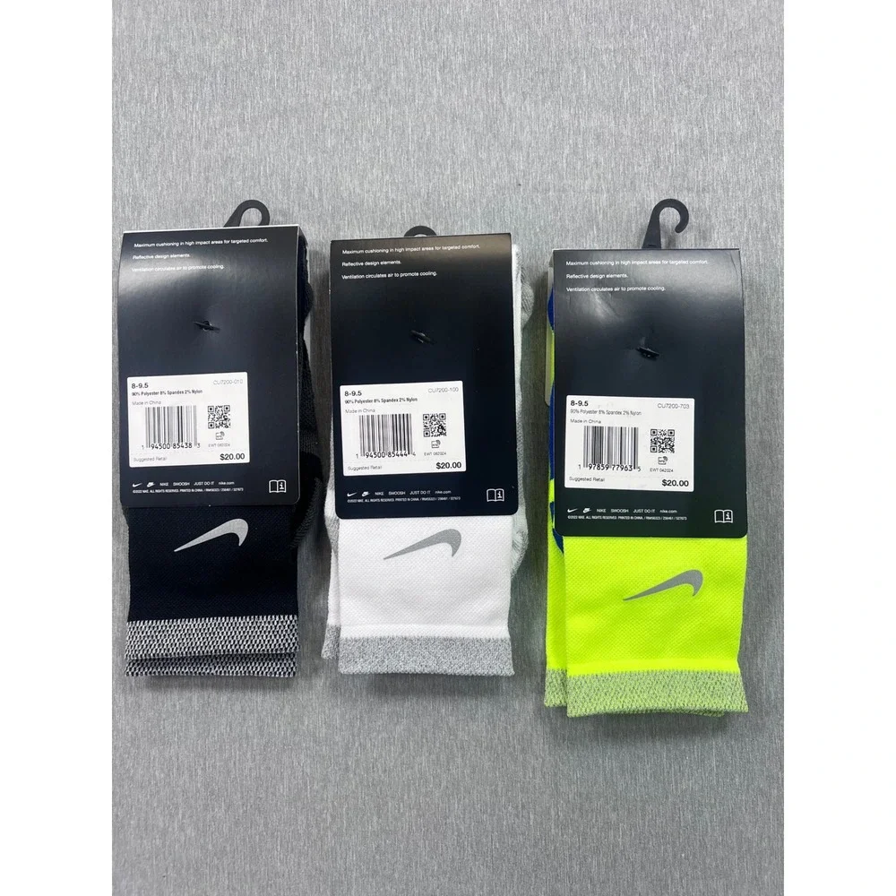 Nike Spark Running Cushioned Crew Socks 3 Pair lot Dri-FIT  M 8-9.5‎ W 9.5-11